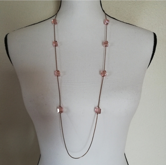 Jewelry - Champagne Crystal Beads Station Necklace